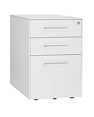 Stockpile Square Mobile 3-Drawer File Cabinet (White)