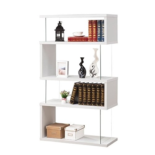 Bowery Hill Asymmetrical Snaking Bookshelf in White