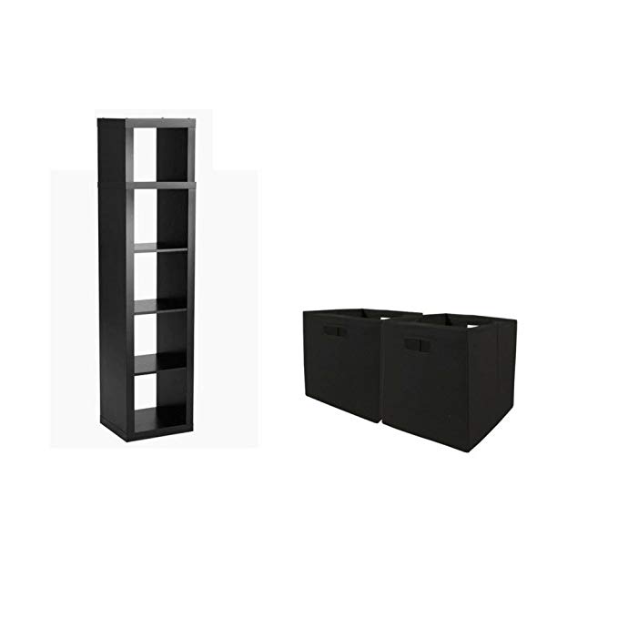 Better Homes and Gardens 5-Cube Organizer, (Black with bins)