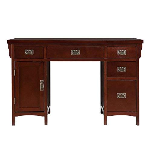 Dark Cherry Mission Computer Desk (Computer Cabinet & 4 Drawers, Keyboard Drawer)