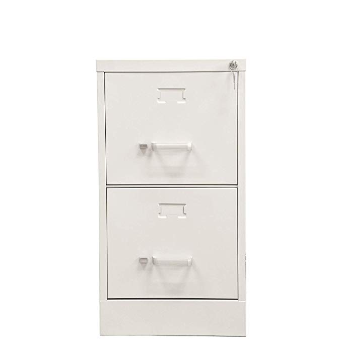 File Cabinet Vertical Metal 2 Drawer with Lock Letter-Size 26.5” Deep(Putty)