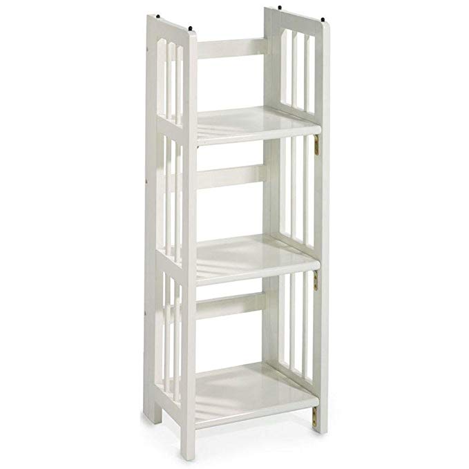 Mission Style 38 x 14 Inch White Folding / Stacking Bookcase, 14