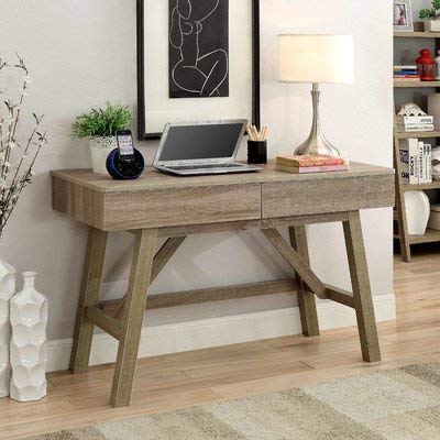 Rectangular Writing Desk with Two Spacious Storage Drawers-Gray ,72 lb.