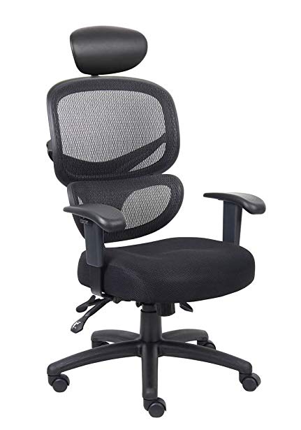 Boss Office Products B6338-HR Multi-Function Task Chair with Headrest in Black