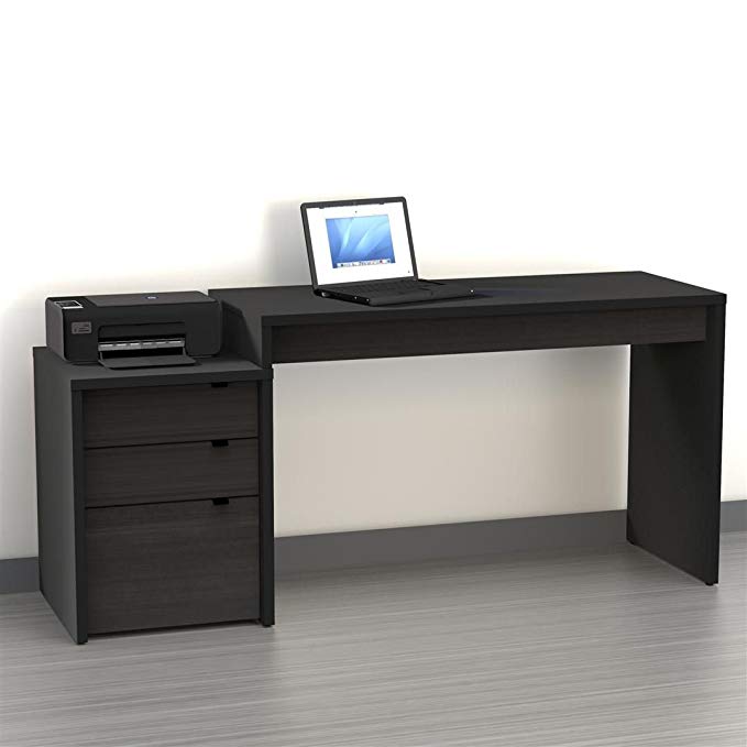 Nexera Sereni-T 3 Drawer Reversible Desk in Black and Ebony