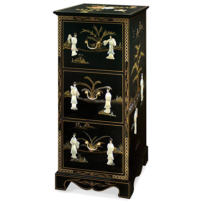 ChinaFurnitureOnline Black Lacquer Mother of Pearl File Cabinet