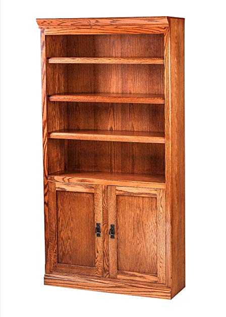 Mission Bookcase: Lower Doors (One fixed shelf at 30”H. Six adjustable shelves) Coffee Oak