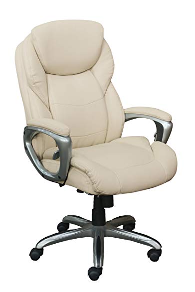 Serta Works My Fit Executive Office Chair with Active Lumbar Support, Inspired Ivory Bonded Leather