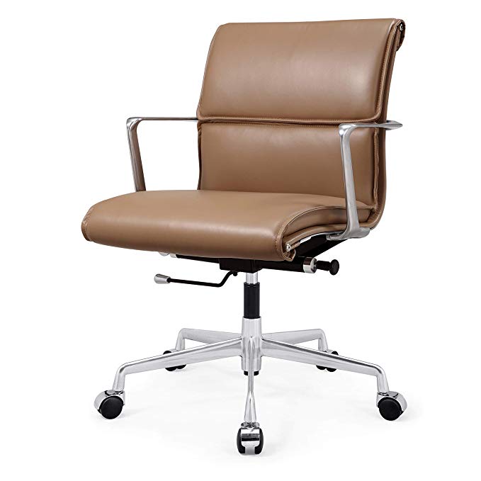 Meelano 347-BRN Italian Leather Office Chair, Brown