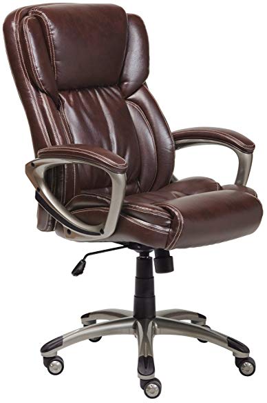 Serta Works Executive Office Chair, Bonded Leather, Brown