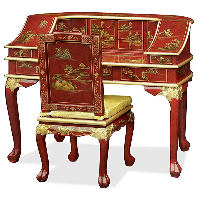 Chinoiserie Harpsichord Style Desk W/Chair