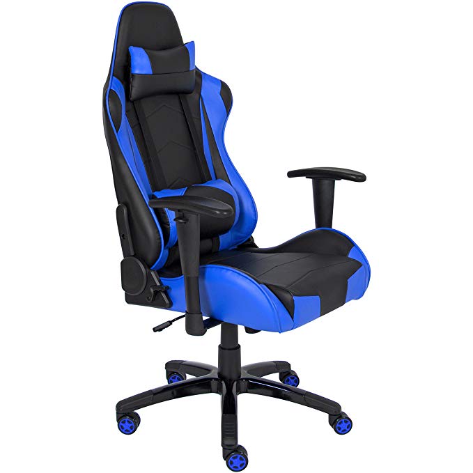 Best Choice Products Racing Leather Gaming Office Chair, Backrest And Height Adjustable- Blue