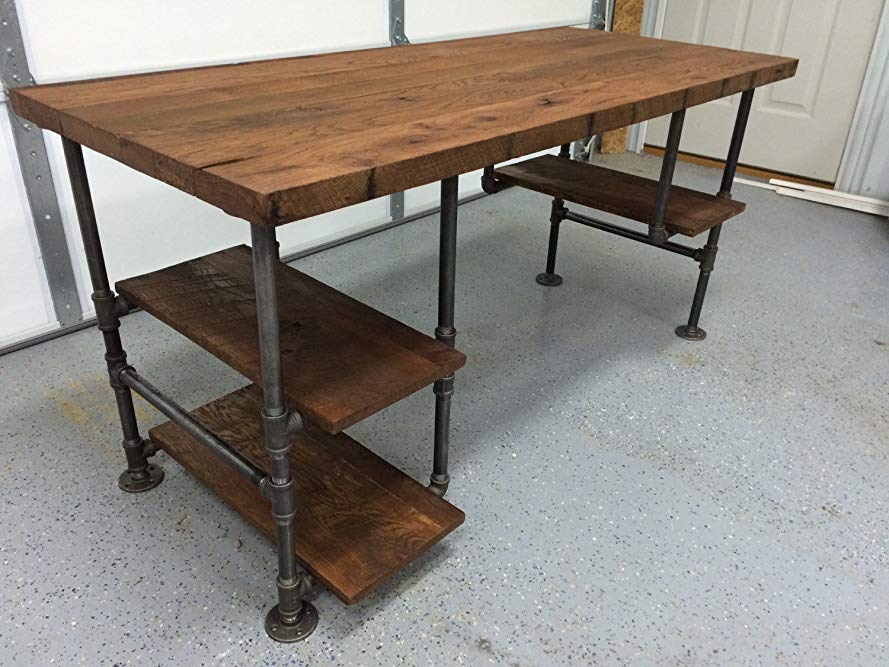 Reclaimed Wood Desk Table - Rustic Solid Oak W/28