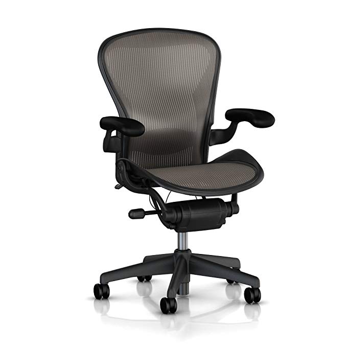 Aeron(R) Chair Highly Adjustable Model with Graphite Frame Classic Lead with Lumbar Support Size B