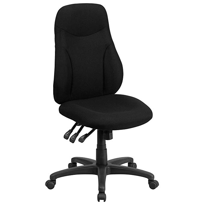 Flash Furniture High Back Black Fabric Multifunction Ergonomic Swivel Task Chair