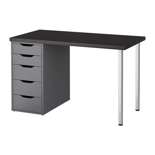 Ikea Computer Table with drawers, black-brown, gray 47 1/4x23 5/8 