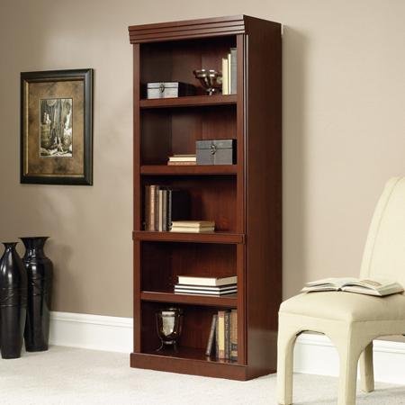 Sauder Heritage Hill Cherry Finish 5-Shelf Library Bookcase