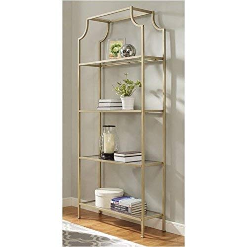 Pemberly Row Glass Bookcase in Antique Gold