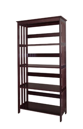 4 Tier Bookshelf with Mission Style Design in Espresso Finish