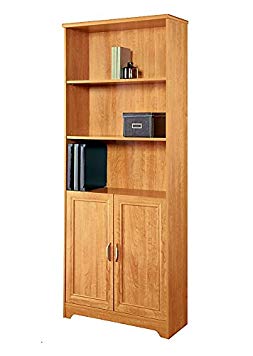 Realspace Magellan Collection 5-Shelf Bookcase With Doors, Honey Maple