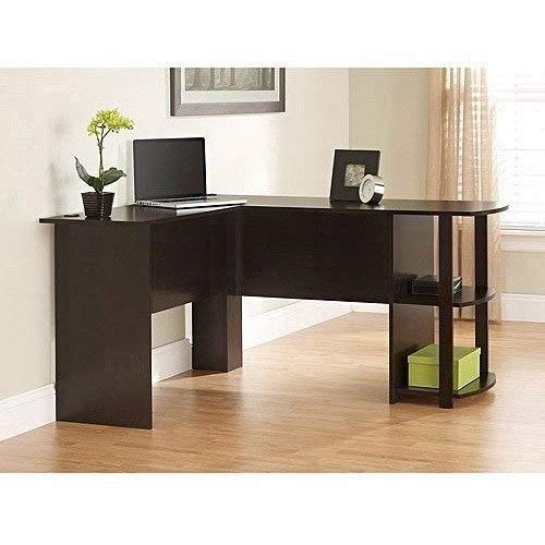 L Shaped Computer Laptop Desk with Side Storage in Gorgeous Dark Cherry Wood for Your Home, Apartment, Dorm, or Office. Complete Any Office Tasks in Comfort and Stay Organized on the Spacious Work Surface, Enough Space for You to Work Comfortably Without Having a Large Bulky Desk.