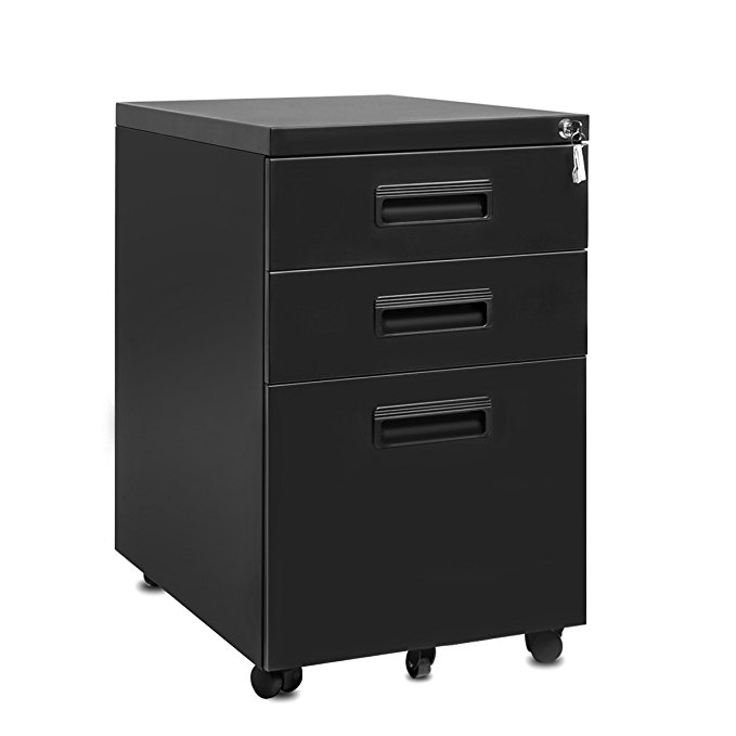 ModernLuxe 3-Drawer Mobile File Cabinet with Keys, 15.4