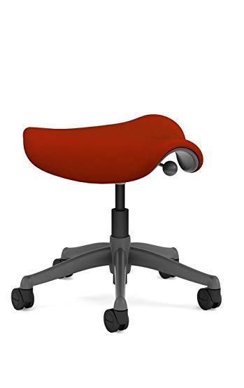 Humanscale Freedom Saddle Seat Chair F300 - Titanium Frame Cayenne Wave Fabric - Standard Casters