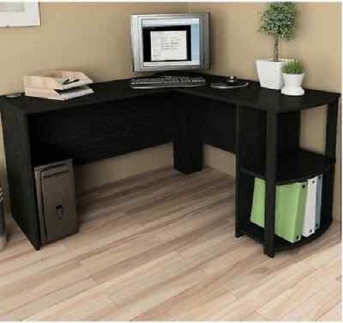 Computer Corner Desk L-Shaped Workstation Home Office Student Furniture Black RV