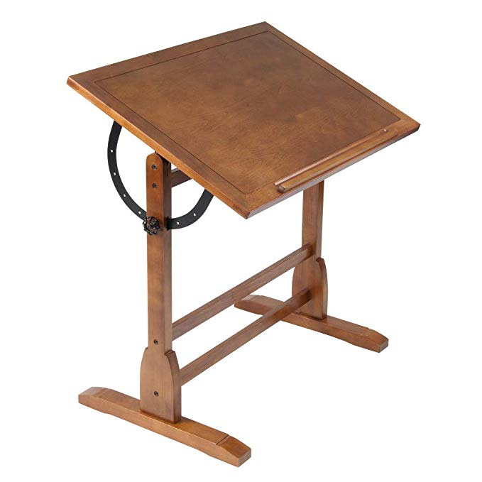 Studio Designs 36 x 24 Rustic Oak Vintage Drafting and Hobby Craft Table