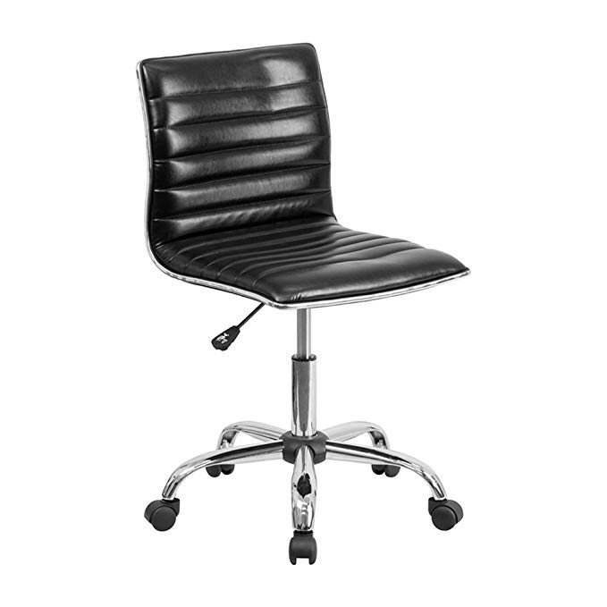 Offex OF-DS-512B-BK-GG Mid-Back Armless Black Ribbed Designer Task Chair