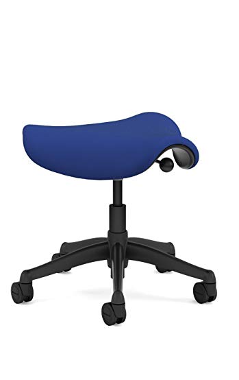 Humanscale Freedom Saddle Seat Chair F300 - Graphite Frame Blue Wave Fabric - Standard Casters