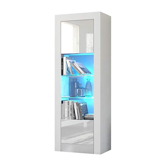 Meble Furniture & Rugs Milano Bookcase Matte Body & High Gloss Fronts (white)