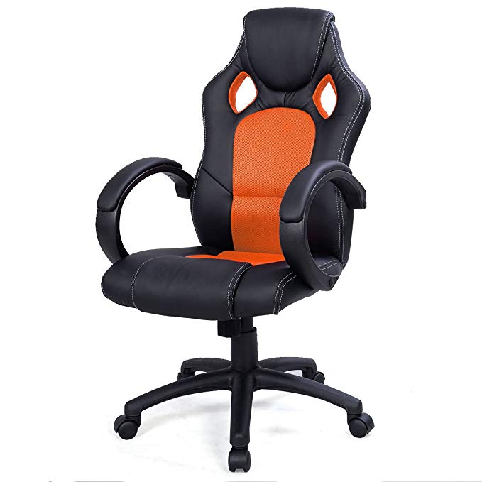 Tek Widget High Back Race Car Style Bucket Office Gaming Chair (Orange)