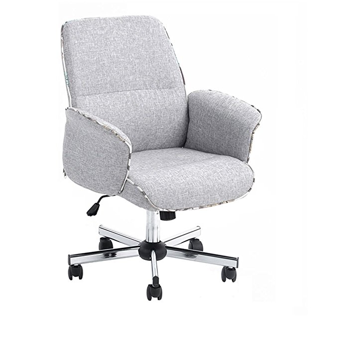 Homy Casa Home Office Chair Upholstered Desk Chair Fabric Executive Chair (Grey,Mid-Backrest)