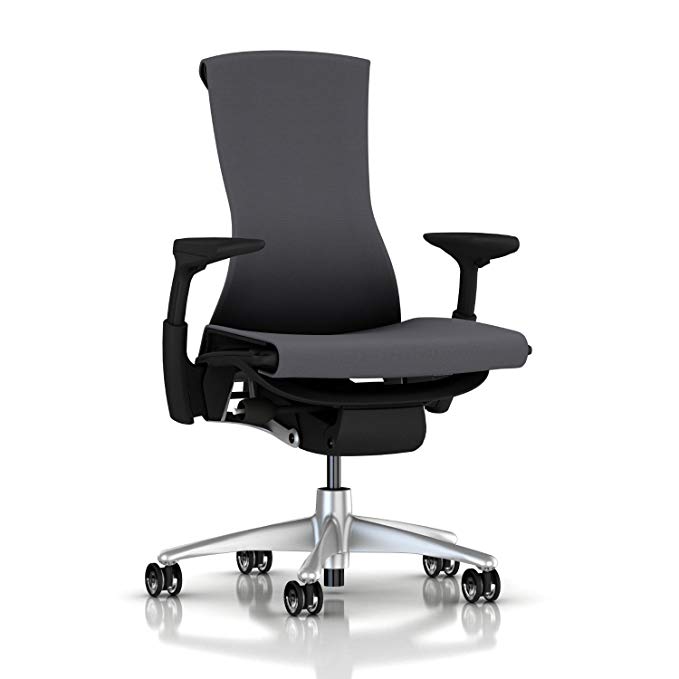 Herman Miller Embody Chair: Fully Adj Arms - Graphite Frame/Titanium Base - Translucent Casters