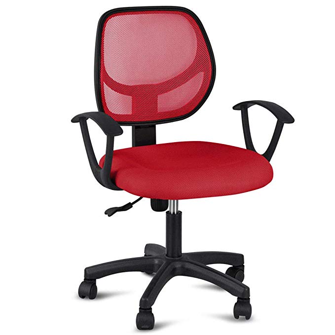 Generic Office Computer Home Kids Executive Chair With Arms With Fabric Pads (Red)