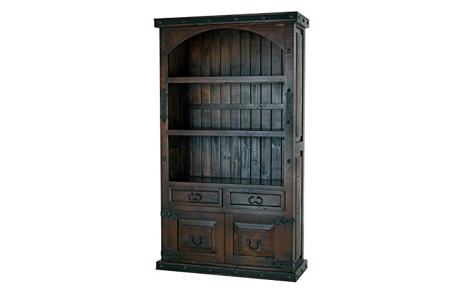 RR Rustic Gran Hacienda Curve Top Cabinet Book Shelf Solid Wood Old World Bookcase