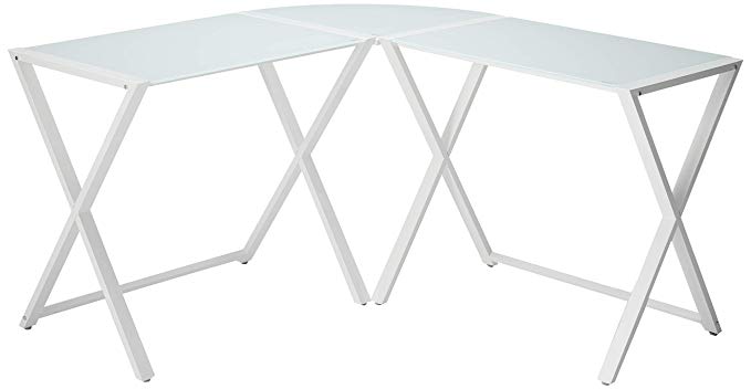 WE Furniture Elite Soreno Glass Corner Computer Desk, White