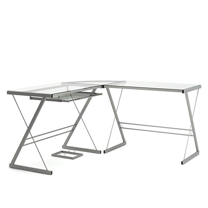 Gibson Living Madison L-Shaped Computer Desk in Silver