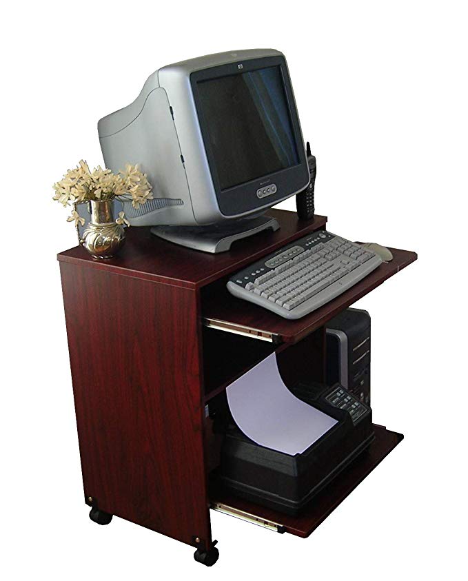 Narrow Computer Laptop desk w/sliding printer shelf - 24