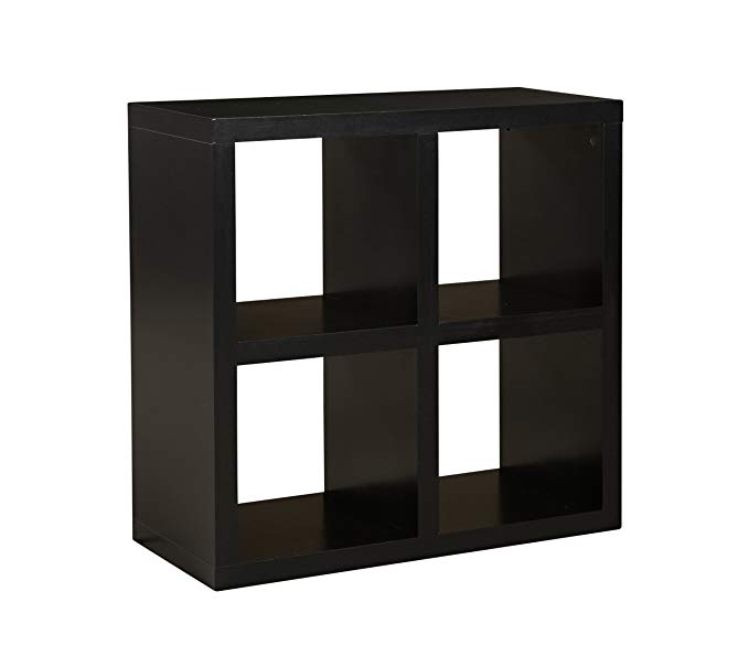 Linon Home Decor Hollowcore 4-Cube Square Bookcase, Black