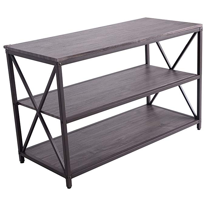 Tangkula 3 Shelf TV Stand Entertainment Center Media Console Table Storage Furniture