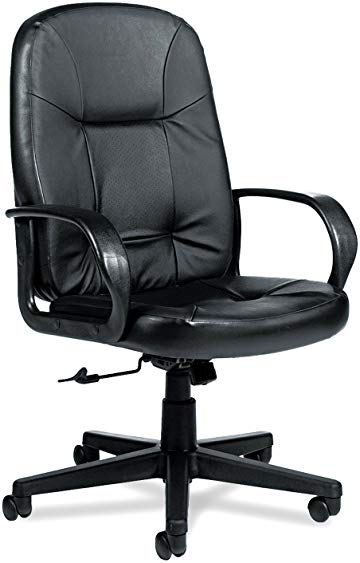 Global 4003BK450550 Arno Executive Leather High-Back Swivel/Tilt Chair, Black