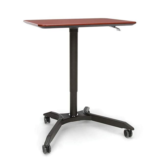 OFM Mesa Series Mobile Standing Desk - Height Adjustable Laptop Table, Workstation, Cherry/Gray (66100-CHY)