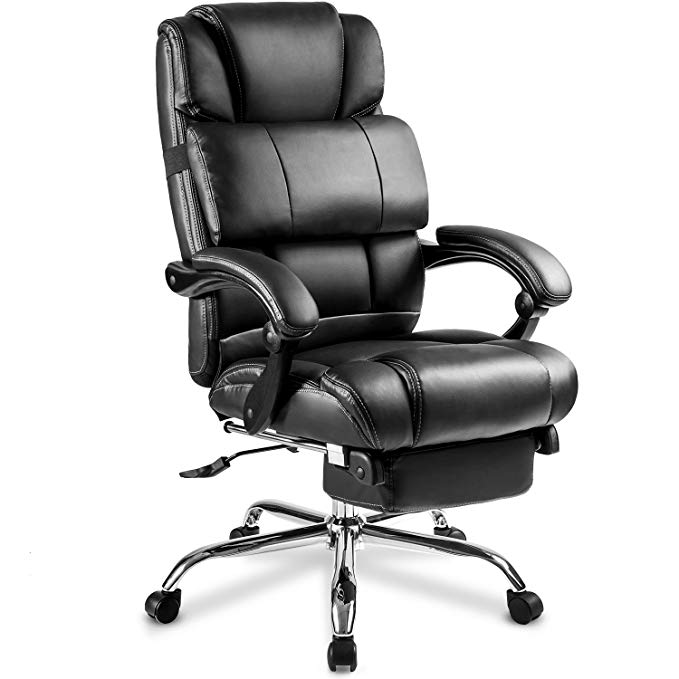 Merax Portland Technical Leather Big & Tall Executive Recliner Napping - Black