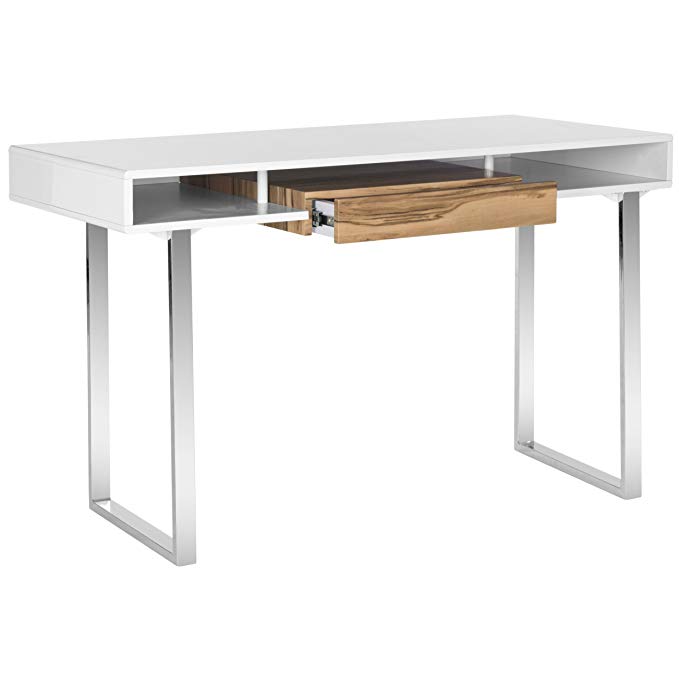 Safavieh Home Collection Metropolitan White and Chrome Computer Desk