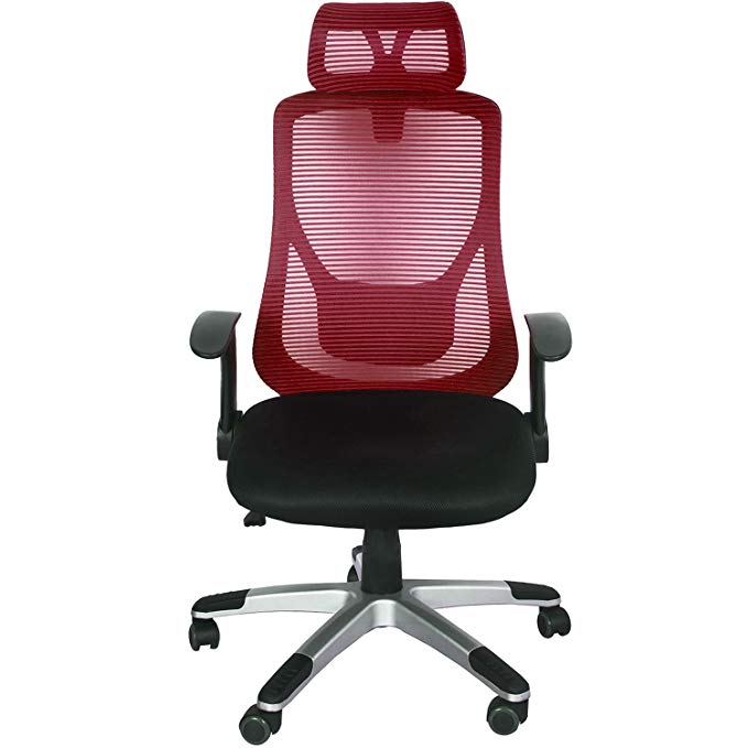 Merax Ergonomic Mesh Adjustable Home Desk Chair Office Chair Modern Reclining Chair (Red)