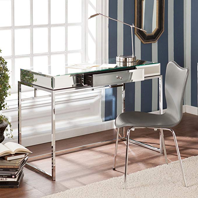 Writing Desk, Mirrored. This Writing Computer Desk Will Spruce up Your Work Space. Writing Desks Like This Are Guaranteed to Get Noticed. This Contemporary Writing Desk Is a Beautiful Addition to Office At Home, Entryway, or Any Room.