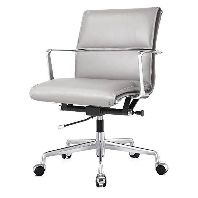 Meelano M347 Office Chair in Italian Leather, Grey