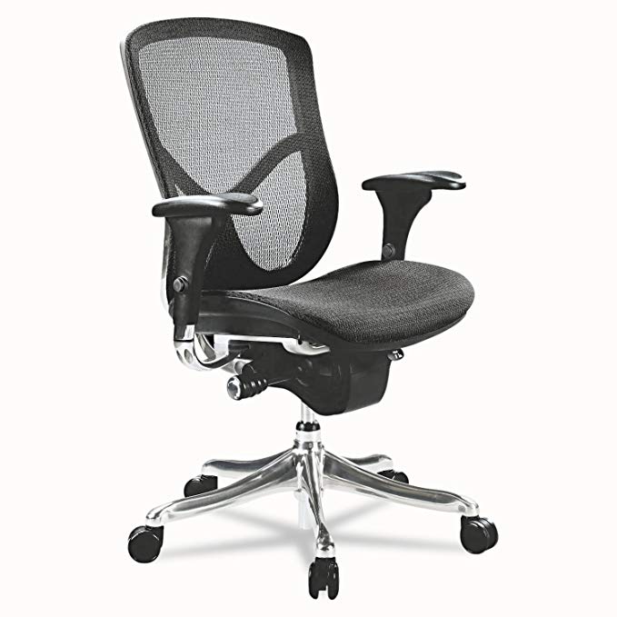 Alera EQA42ME10A Eq Series Ergonomic Multifunction Mid-Back Mesh Chair, Aluminum Base